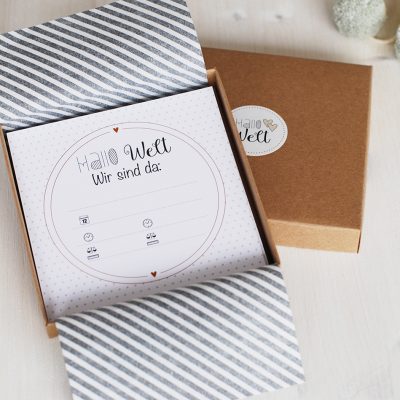 Hallo Welt Babykarten · Zwillinge Meilensteinkarten