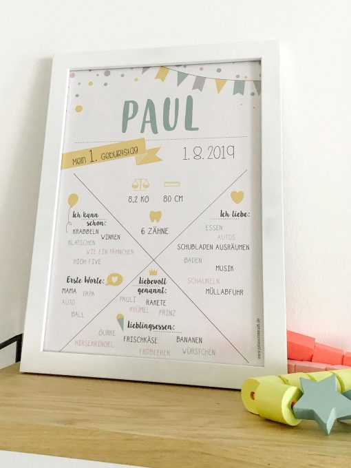 Personalisiertes Geburtstagsposter zum 1. Geburtstag · Meilensteinposter – Bild 2