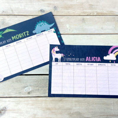 Personalisierter Stundenplan · Dino / Einhorn