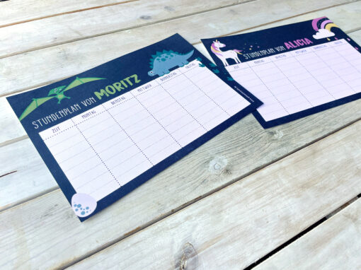 Personalisierter Stundenplan · Dino / Einhorn – Bild 2