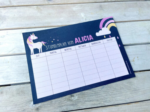 Personalisierter Stundenplan · Dino / Einhorn – Bild 4
