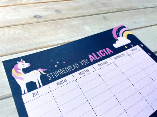 Personalisierter Stundenplan · Dino / Einhorn – Bild 7
