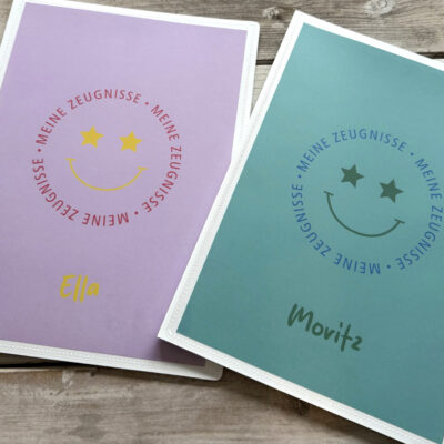 Zeugnismappe Smiley · personalisiert